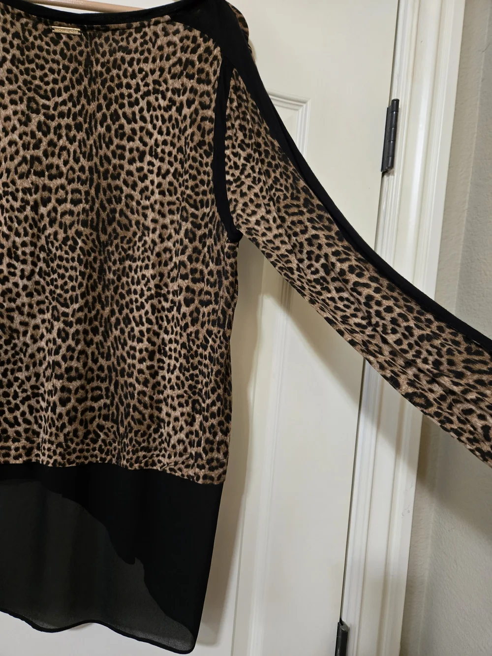 Michael Kors Leopard Print Top in Black and Brown